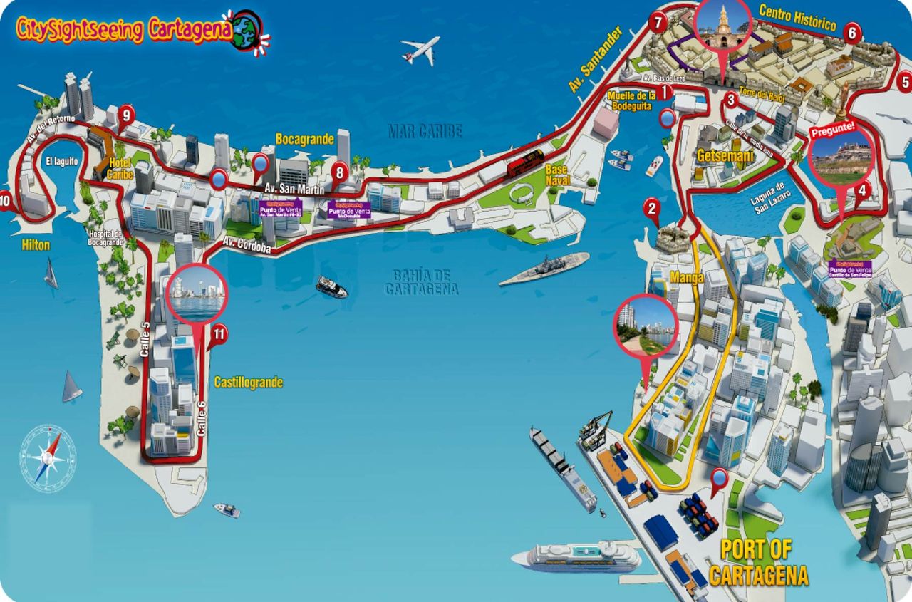 Hop On Hop Off Bus Cartagena Official City Sightseeing Tour 2018   Cartagena Map  P 12 C45484e4 Fa9c 4341 896b 130c5b7eb572